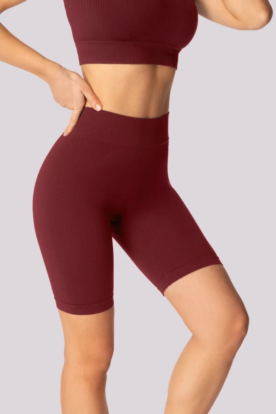 Gerippte Bikershorts für Damen von Mona, Burgunderrot