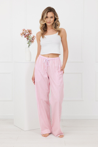Damen Hose Faro Italian Fashion 100% Baumwolle weites Bein Streifen
