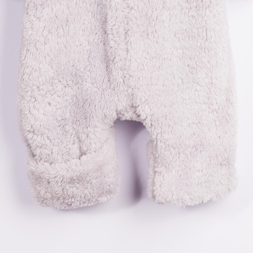 228269 Nicol FARMA Babystrampler mit Kapuze, Bär, grau, Baumwolle