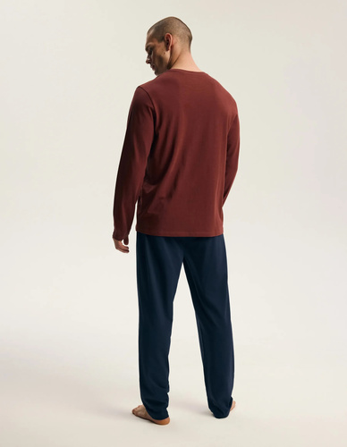 Henderson Core Fall 45494 Herren-Pyjama 100% Baumwolle Lang Maroon