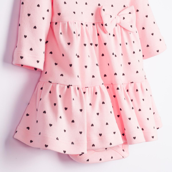 Kleid-Body Nicol Tosia 225160 100% Baumwolle Rosa mit Herzen und Rüschen