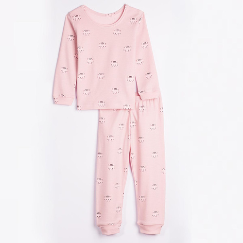 Mädchen-Pyjama Nicol Tosia 225036 aus Baumwolle, lang, rosa mit Katzenprint