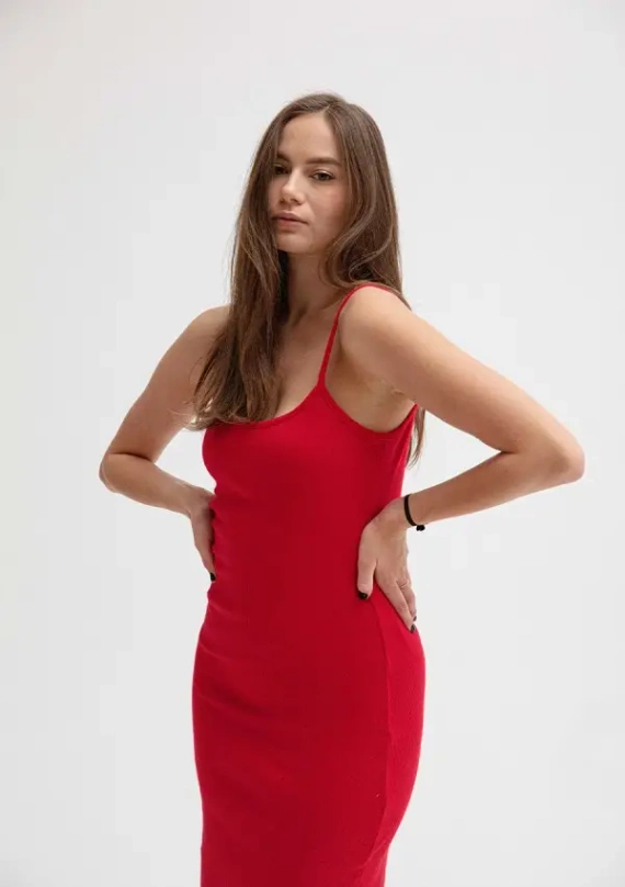 DK-K-P7 DKaren Baumwollkleid – rot