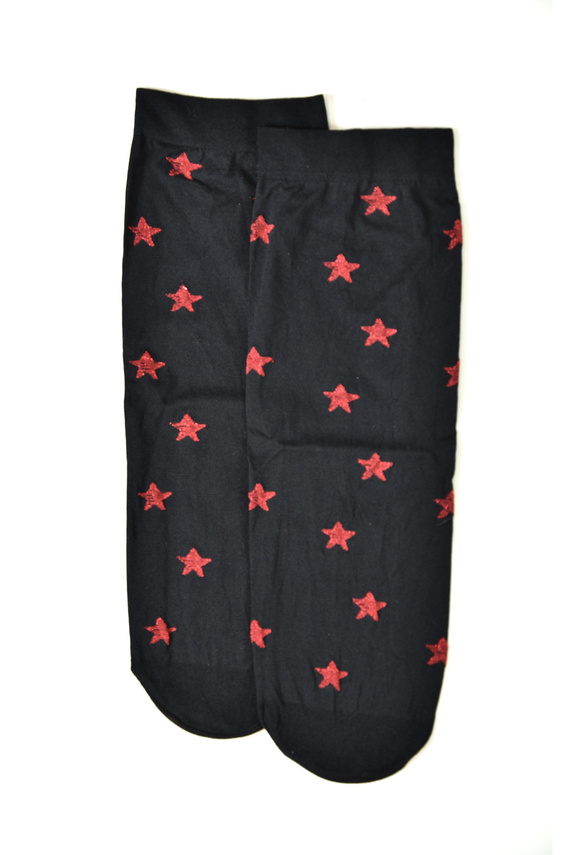 Z 9101 Christmas Chill Socken 40 den – Damen Weihnachtssocken mit Sternen, schwarz