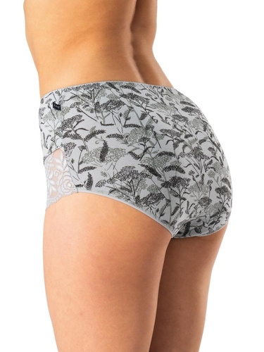 Damen-Slip Key LPF 578 grau schwarz – Baumwolle, bequem, 2 Stück in einer Packung