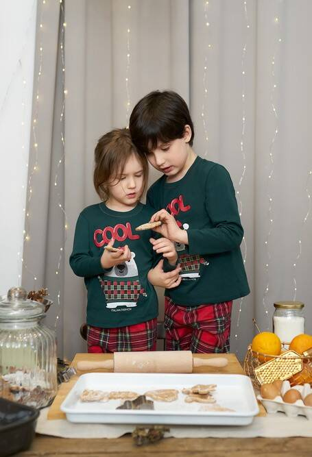 Tess Kinderpyjamas Italian Fashion - grün/print