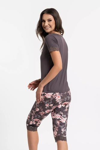 Damenpyjama Moraj PDD4900-0286 braun aus Viskose mit V-Ausschnitt