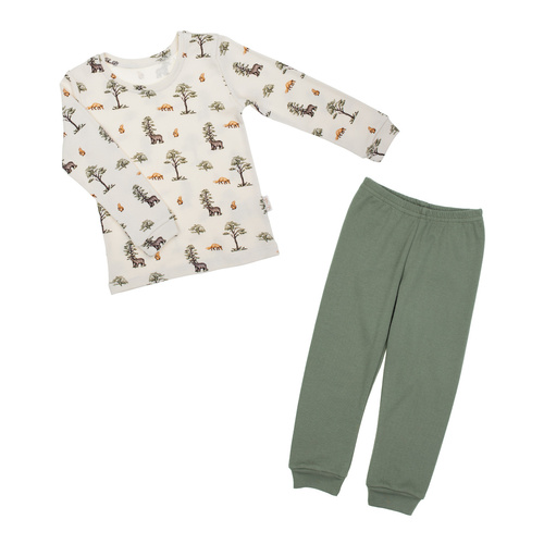 218036 Yogi Bear Nicol Baumwollpyjama – lange Ärmel, Waldmuster