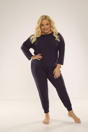 347 Paula Plus Size Damen Schlafanzug De Lafense - navy blau