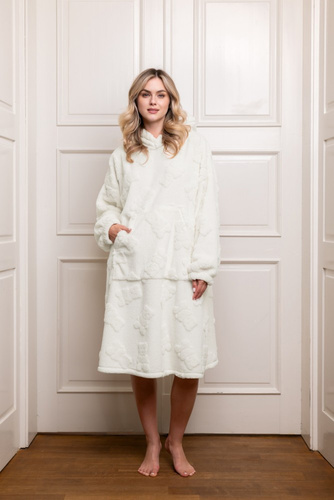 Damen-Deckenbluse Italian Fashion - warm, Übergröße, mit Kapuze, Teddybär-Motiv