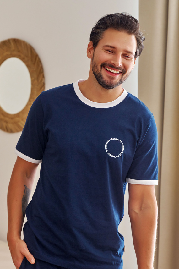 7218 Doctor Nap Herren-Pyjama – Marineblau