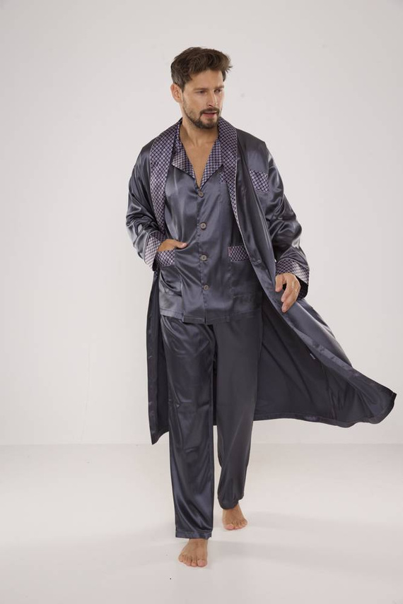 939 Pyjama für Männer aus grauem Satin