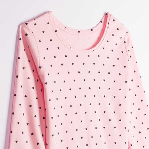 Mädchenpyjama Nicol Tosia 225038 aus Baumwolle, lang, rosa mit Herzchen