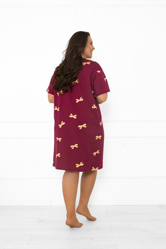 Kwadro Damen Nachthemd Italian Fashion - Baumwolle, kurzarm, mit Schleifen