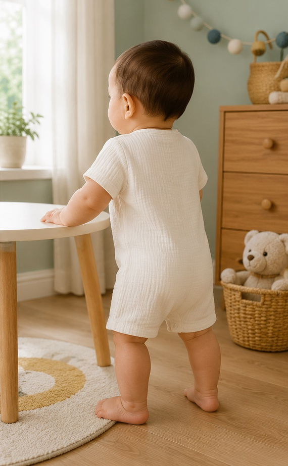 RA55203 Mamatti Musselin Sommer-Romper ecru mit Holzknöpfen