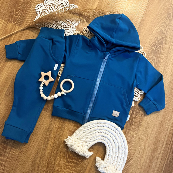 Mamatti DR2146 blaues Trainingsanzug-Set für Jungen – Kapuzenpullover und elastische Hose
