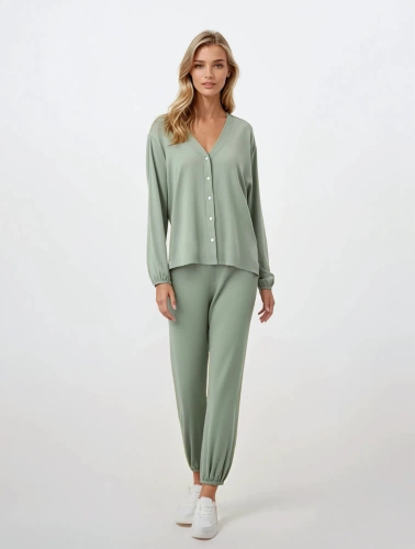 Pure Harmony Momenti Per Me mintgrüner Pyjama mit Reißverschluss