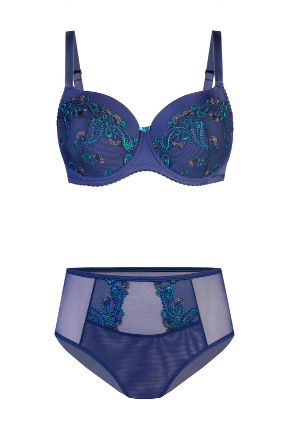 Figi damskie VF-474- wysoki stan, koronka, komfort Vena granat-zielony