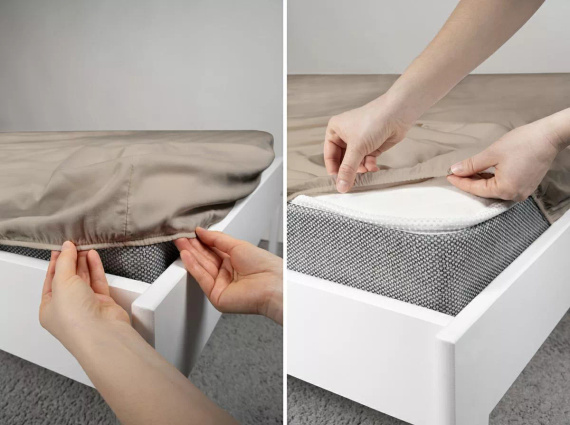 Mikrosatin Spannbettlaken Poly Detexpol glatt mit Gummizug taupe