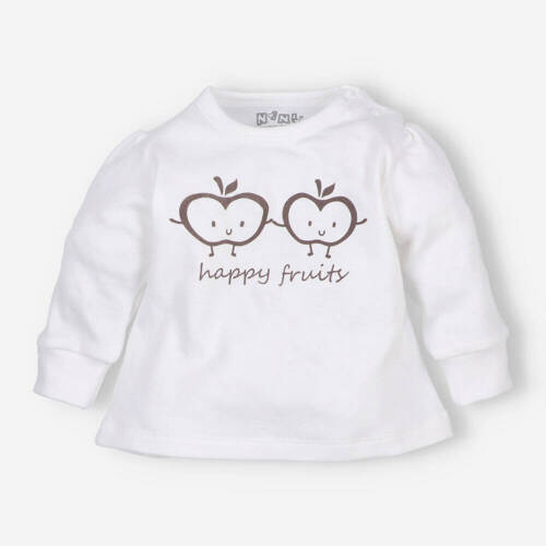 ABN-5301/ECR Happy Apples Nini Bluse aus ecrufarbener Bio-Baumwolle