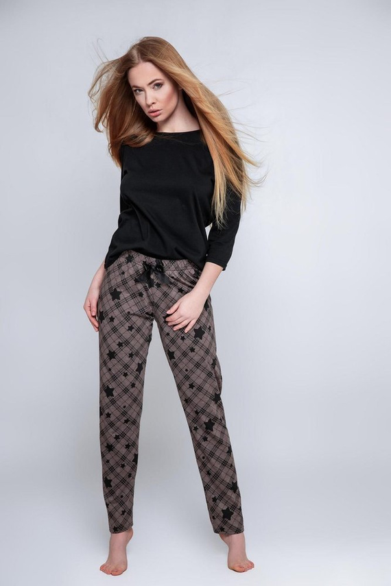 Sensis Reach For The Stars Damenpyjama – schwarzbraun