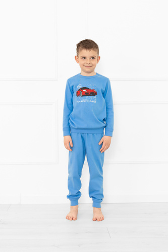 Schlafanzug Gordo für Jungen - Baumwolle, lange Ärmel und Hose mit Kordelzug Italian Fashion - blau 