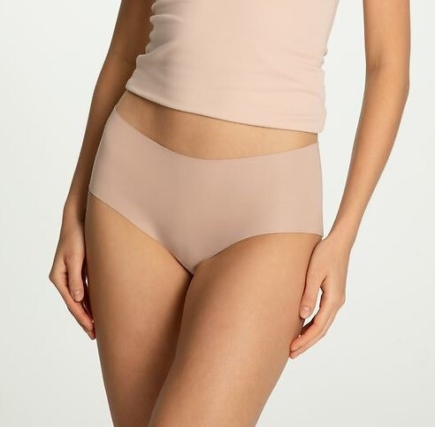 Julimex Cotton Mood Maxi Damen-Baumwoll-Slip, beige – nahtlos, glatt, hohe Taille