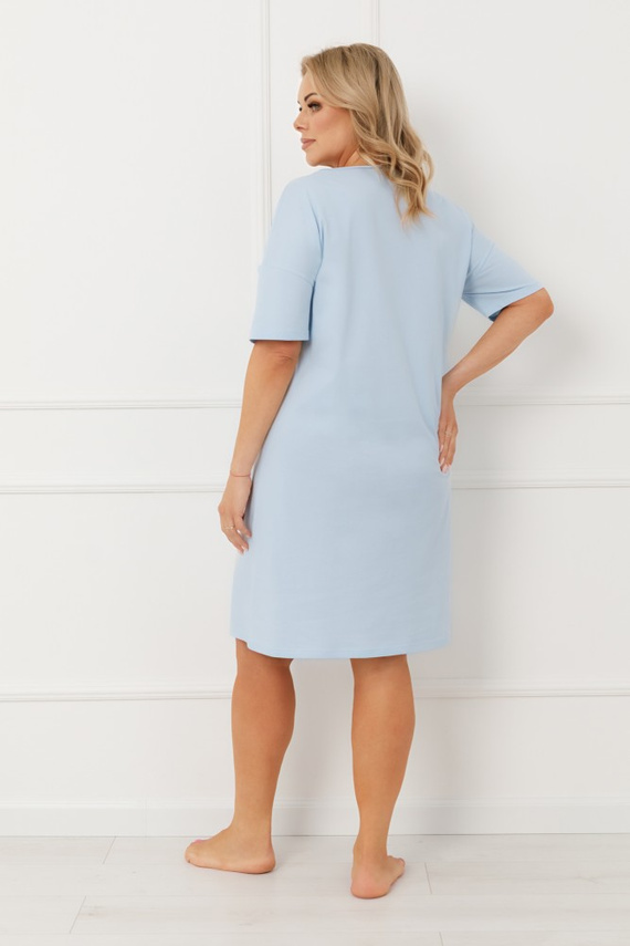 Damen Nachthemd ERULA Italian Fashion Baumwolle Jersey Kurzarm Plus Size