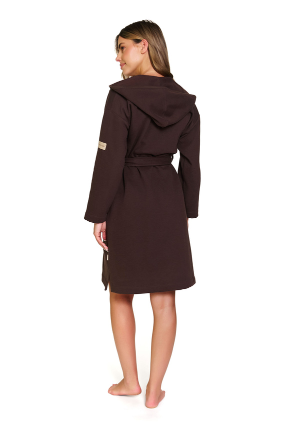 Doctor Nap 7331 – Damen-Bademantel aus Baumwolle mit Kapuze | 100 % Baumwolle, polnische Produktion – Brownie
