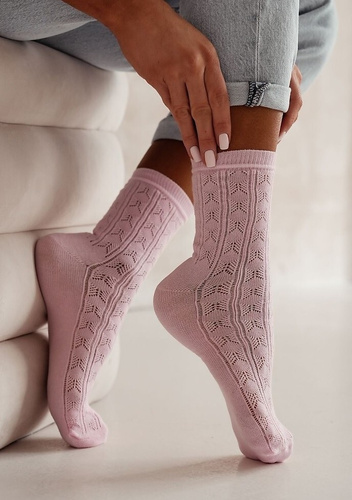 0989-007 Durchbrochene Milena Damensocken – rosa
