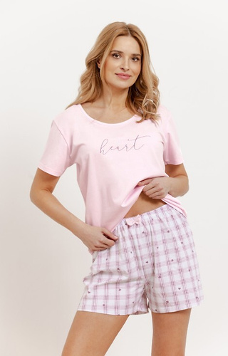 3416 Arabella Taro Damenpyjama – Rosa, Baumwolle, kurze Ärmel und Shorts