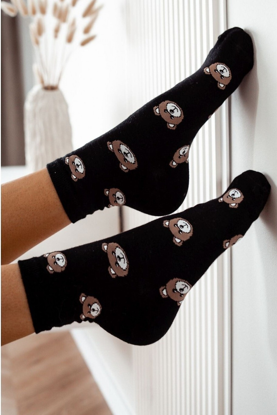 0200-009 Teddy Bears Heads Damensocken Milena schwarz