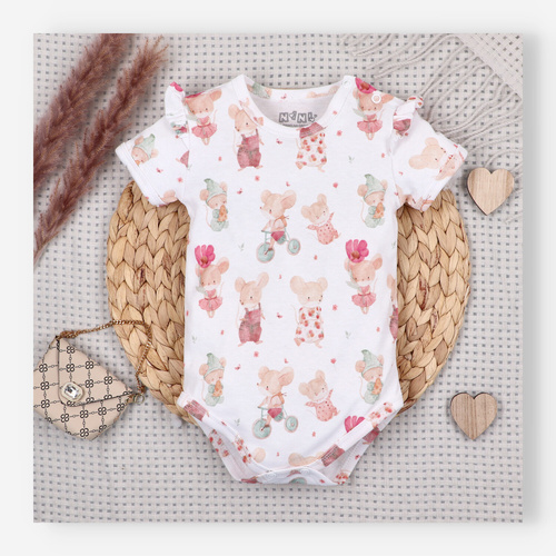 Baby Body Nini Little Mouse Bio-Baumwolle Druckknöpfe Schulter Kurzarm
