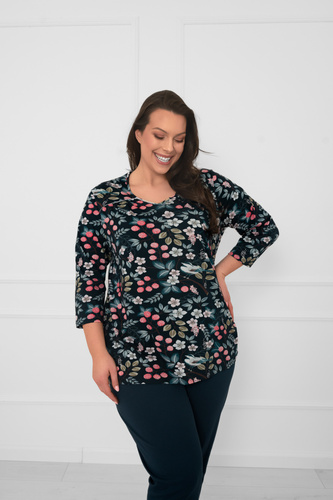 Damen Baumwollpyjama Lucja 3/4 Ärmel und Hose Italian Fashion  