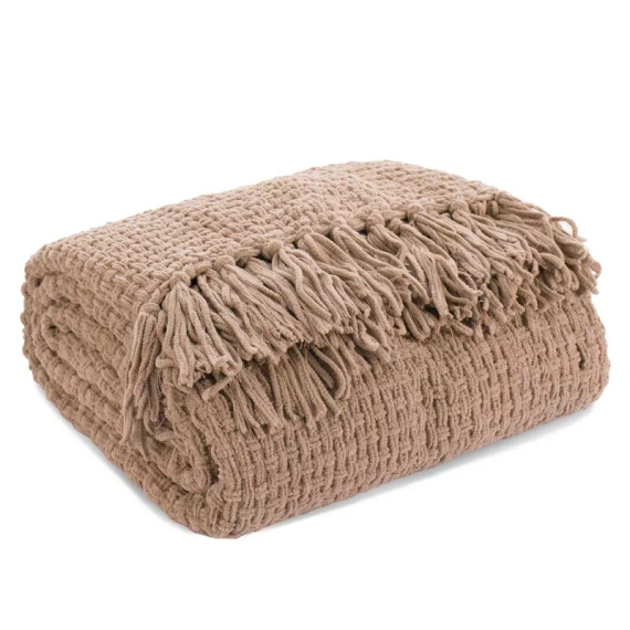 Suzi Decke, Tagesdecke, gewebt mit Fransen, Eurocurtains, beige