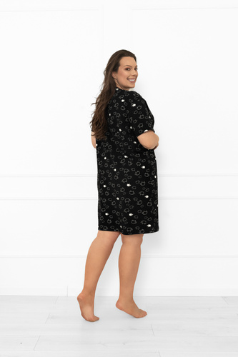 Damen Nachthemd Bonnie - Baumwolle MEGA SOFT, schwarz in Schafsfell Italian Fashion