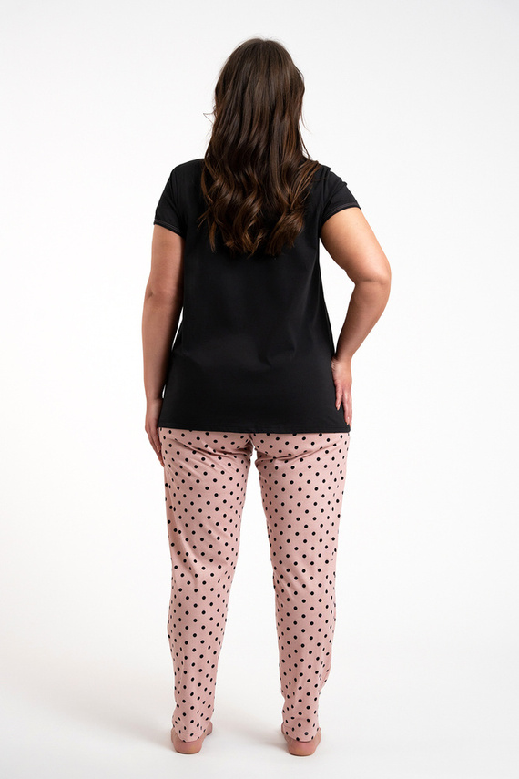 Buscato Damen Schlafanzug kurzarm, lange Hose Italian Fashion schwarz/print