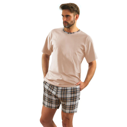 2576/53 Herren-Pyjama, kurze Ärmel, kurze Hose, Sesto Senso, beige