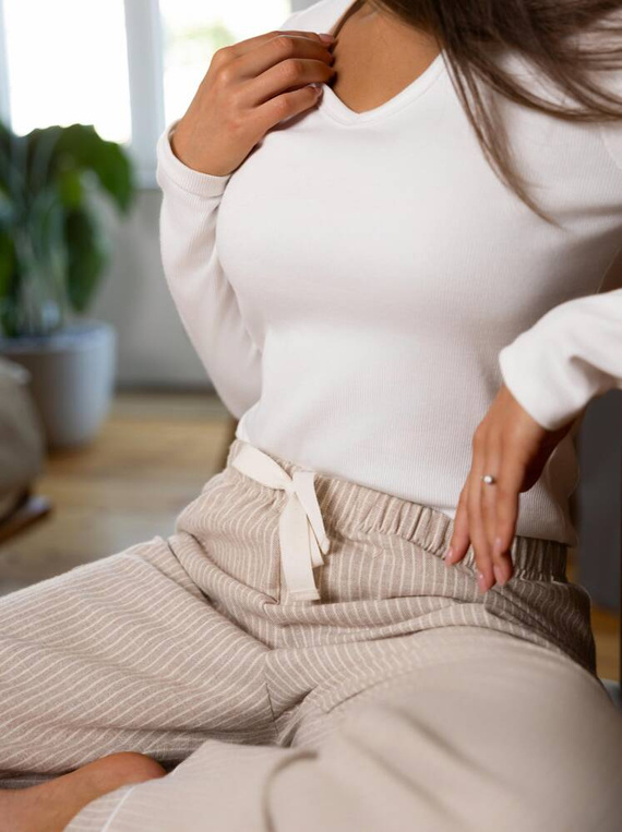 Dinah Sensis Flannel Damenpyjama – Cremebeige