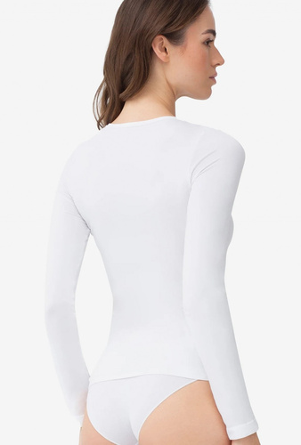 Gatta T-Shirt L 2635 weiße nahtlose Damen-Tunika mit langem Ärmel aus Mikrofaser