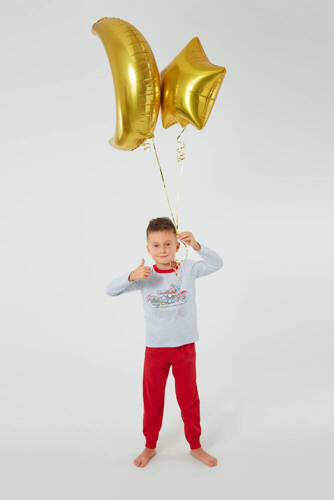 Junak Pyjamas für einen Jungen lange Ärmel und Hosen Italienische Mode - j.melange/rot 