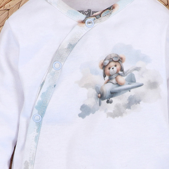 NINI ABN-5742/BIA Baby Bear Pilot weißes, organisches Wickelbody