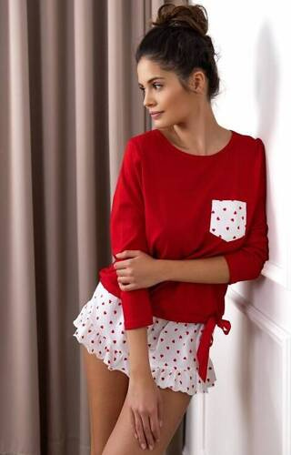 Taylor Sensis Damenpyjama – Rot und Creme