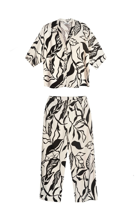 Damen-Pyjama Mefemi Aurora PS63, 100% Viskose, zum Knöpfen, 3/4-Arm