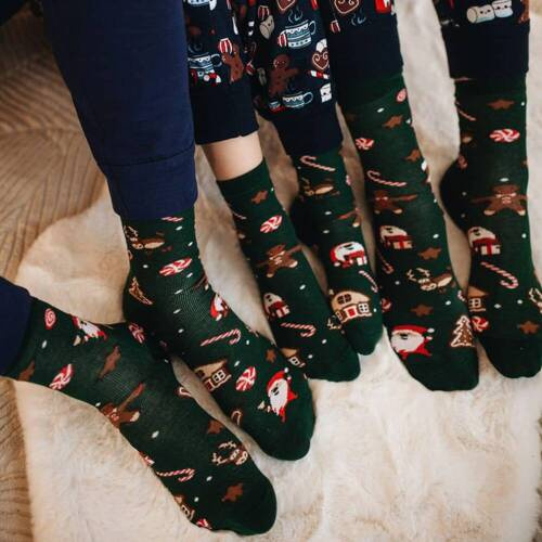 S136D Weihnachten Lange Socken Italienische Mode - grün/braun/rot