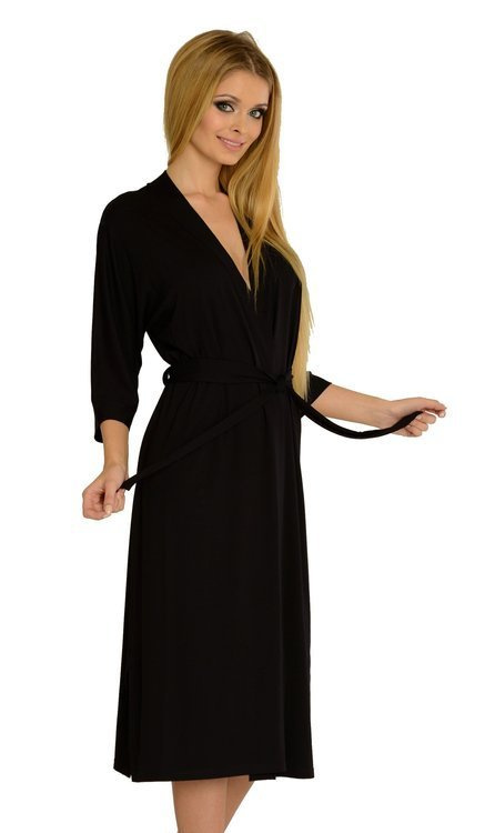 942 Visa Langer Bademantel De Lafense - schwarz