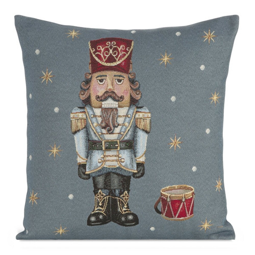 Chp 6079 Weihnachts-Tapisserie-Kissenbezug, Nussknacker, Euro-Vorhänge, Grau