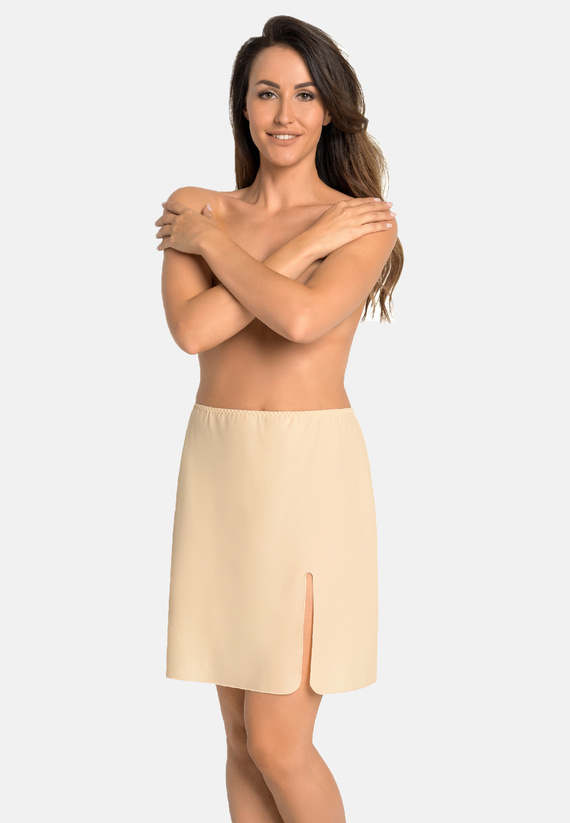 Teyli Luna 2113 Damen-Petticoat bis zum Knie in Beige mit Schlitz Regular