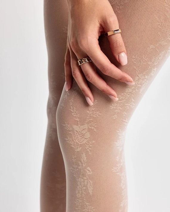 Strumpfhose Gabriella Doris 30 den Blumenmuster elastisch komfort