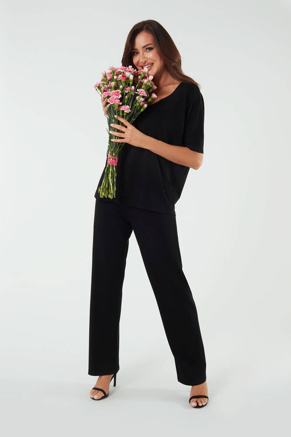 Soler Damen lange Hose Italienische Mode - schwarz 